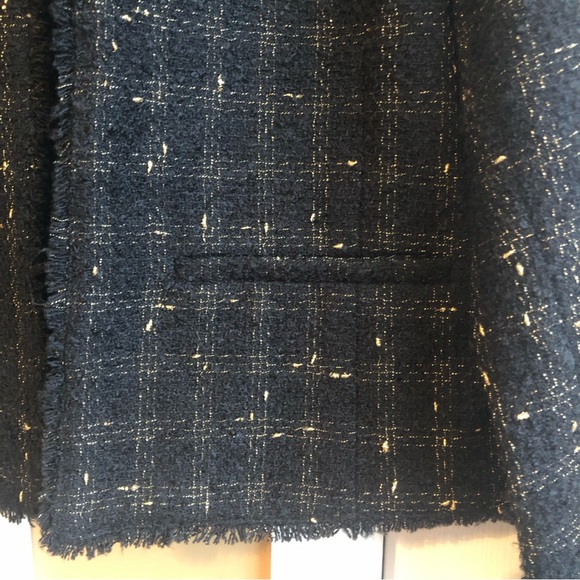 Halogen Black Gold Metallic Raw Hem Tweed Jacket - Picture 7 of 8